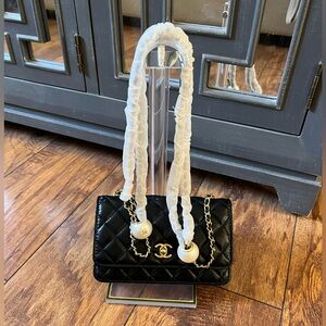 CC Black Quilted Mini Bag with Gold Accents